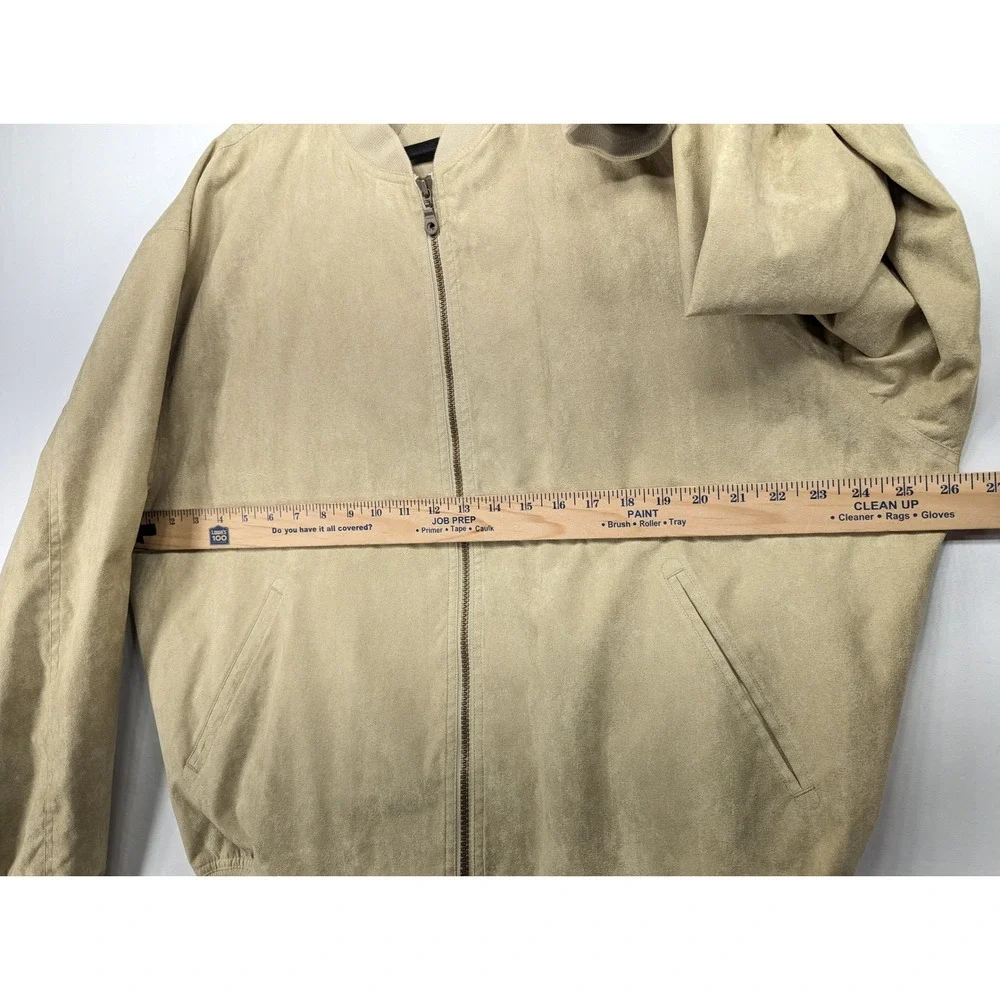 Winner Mate Tan Faux Suede Bomber Jacket Mens XL‎ Water Resistant Full Zip Beige